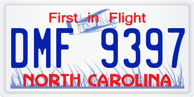 NC license plate DMF9397