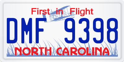 NC license plate DMF9398