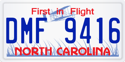 NC license plate DMF9416