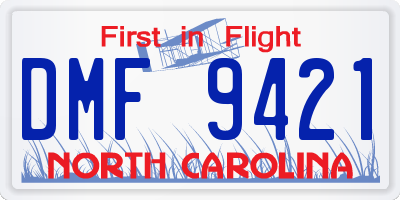 NC license plate DMF9421