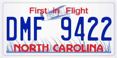 NC license plate DMF9422