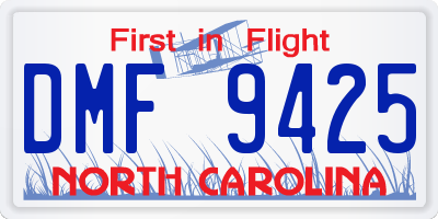 NC license plate DMF9425