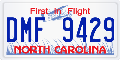 NC license plate DMF9429