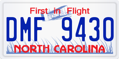 NC license plate DMF9430