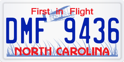 NC license plate DMF9436
