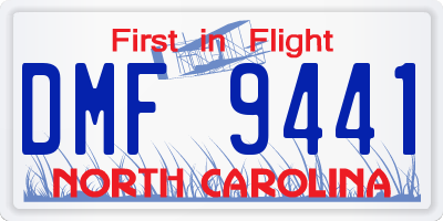 NC license plate DMF9441