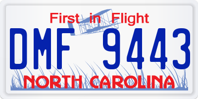 NC license plate DMF9443