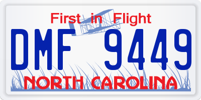 NC license plate DMF9449