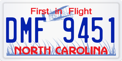 NC license plate DMF9451