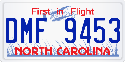 NC license plate DMF9453