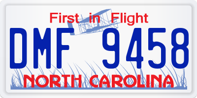 NC license plate DMF9458
