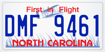 NC license plate DMF9461