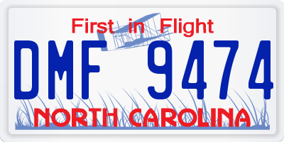 NC license plate DMF9474