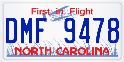 NC license plate DMF9478