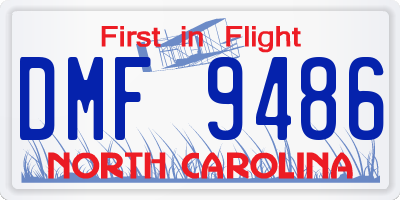 NC license plate DMF9486