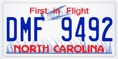 NC license plate DMF9492