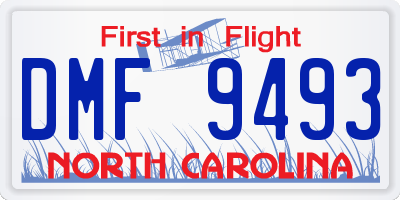 NC license plate DMF9493