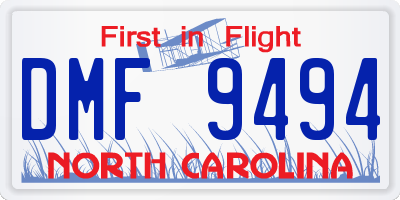 NC license plate DMF9494