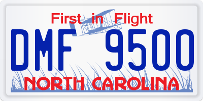 NC license plate DMF9500