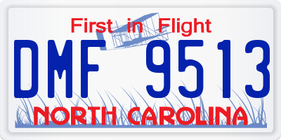 NC license plate DMF9513