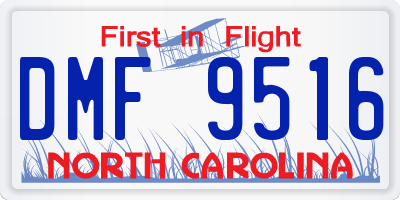 NC license plate DMF9516