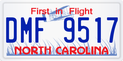 NC license plate DMF9517
