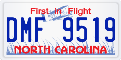NC license plate DMF9519