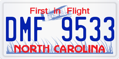NC license plate DMF9533
