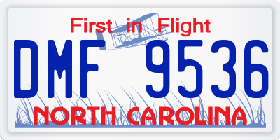NC license plate DMF9536
