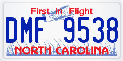 NC license plate DMF9538