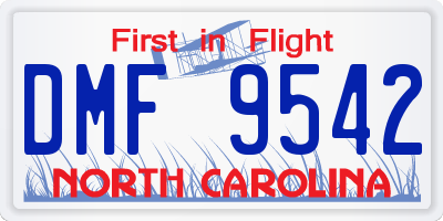 NC license plate DMF9542