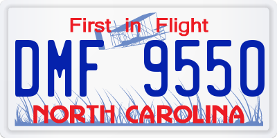 NC license plate DMF9550