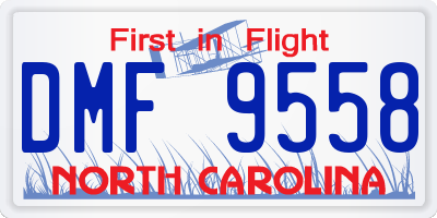 NC license plate DMF9558
