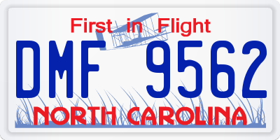 NC license plate DMF9562