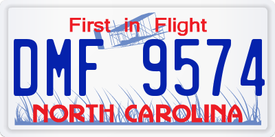 NC license plate DMF9574