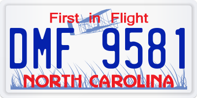 NC license plate DMF9581