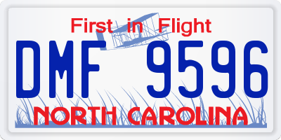 NC license plate DMF9596
