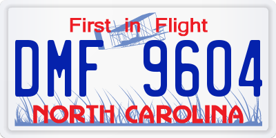 NC license plate DMF9604