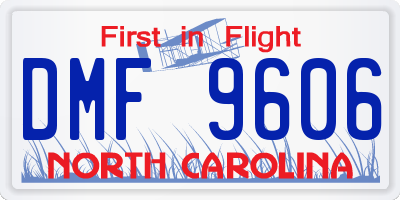 NC license plate DMF9606