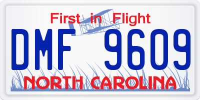 NC license plate DMF9609