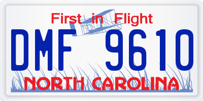 NC license plate DMF9610