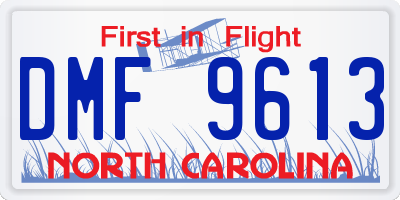 NC license plate DMF9613