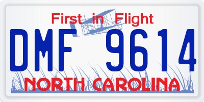 NC license plate DMF9614
