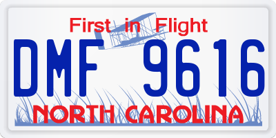 NC license plate DMF9616