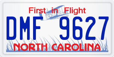 NC license plate DMF9627