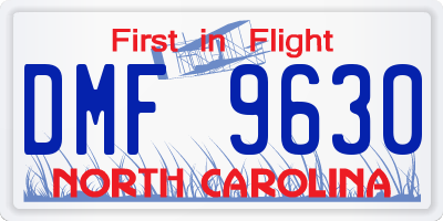 NC license plate DMF9630