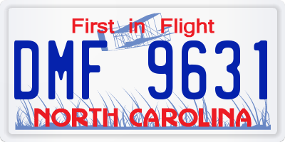 NC license plate DMF9631