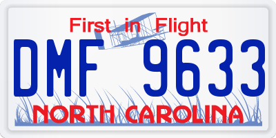 NC license plate DMF9633
