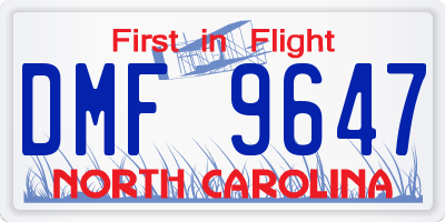 NC license plate DMF9647