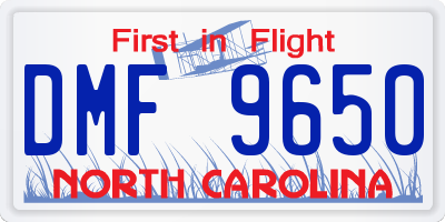 NC license plate DMF9650